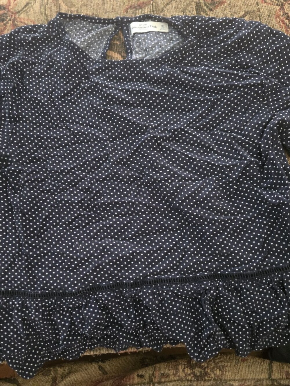 Abercrombie & Fitch Navy Blue Polka Dot Top